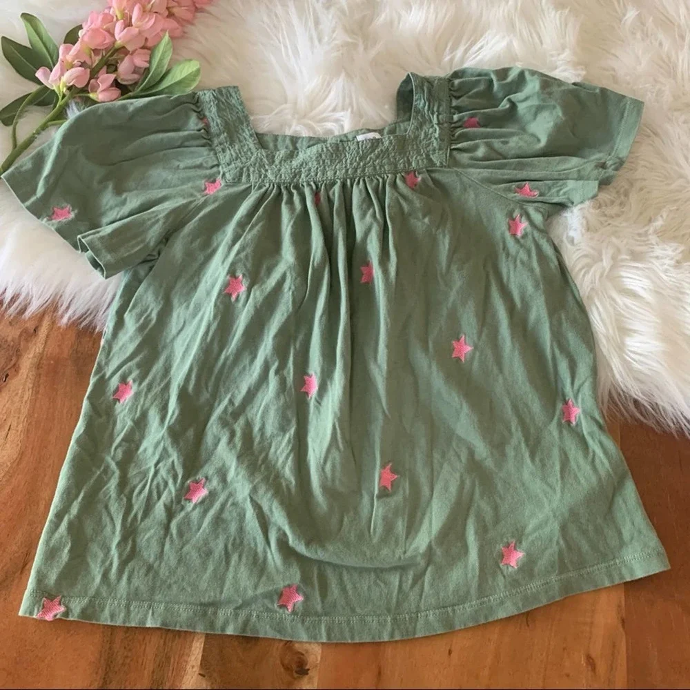 Baby Gap—Sage Embroidered‎ Stars Top. Girls M